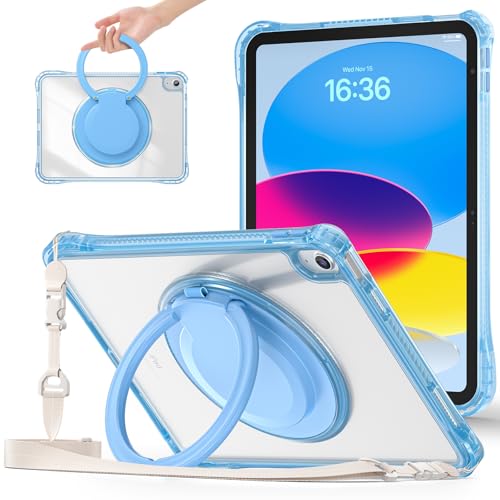 Coque iPad 10 2022 idéale pour le transport avec bandoulière et poignée rotative ACEMO