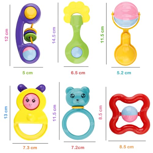 Image of Zest 4 Toyz Baby Rattle Toy, 6-12 Months Rattles and Teether for Babies Lovely Attractive Non Toxic Rattles for Kids (Pack of 3)