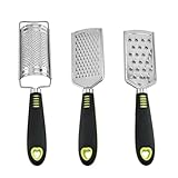 HOMSFOU 3 Stück Edelstahl Reibe Grob mit Kunststoffgriff Küchenreibe für Käse Obst und Gemüse Rutschfeste Handreibe mit Aufhängeschlaufe für Einfache Reinigung