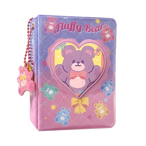 3 Inch Photocard Album Kpop Mini Photo Album , Love Heart Hollow Photocard Id Holder 40 Pockets With Bear Pendant and Rabbit Card (purple) 3 Inch Photocard Album Kpop Mini Photo Album , Love Heart Hollow Photocard Id Holder 40 Pockets With Bear Pendant and Rabbit Card (purple)