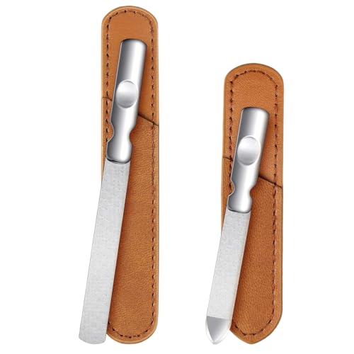 Stainless Steel Nail File (2 Pack) - Coarse/Fine Abrasive for Thick Nails & Extensions Rustproof Travel Size Pedicure Kit