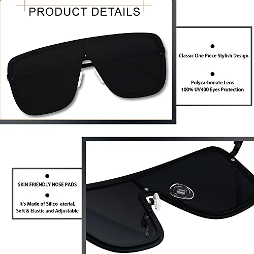 LYZOIT Rimless Oversized Square Sunglasses for Women Men Flat Top Shield Frameless Sun Glasses3