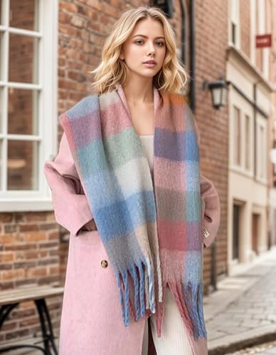 Scarf for Women Winter Warm Long Shawl Large Scarves Cold Weather Thick Blanket Scarfs Colorful Plaid3