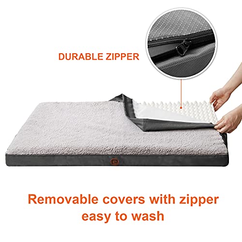 Eheyciga Washable Dog Beds For Large Dogs, Large Dog Bed With Removable Cover For Crate, Orthopedic Foam Pet Bed Dog Mat Mattress Cushions For Large Dogs, Grey #TOP4