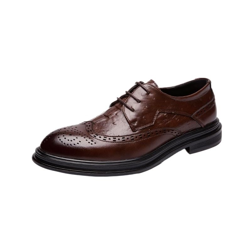 Men's Wingtip Lace-up Brogues Breathable Dress Shoes Traditional Oxfords