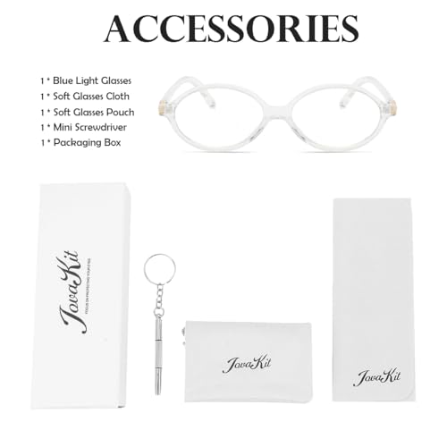 Image of JOVAKIT Retro Oval Blue Light Blocking Glasses for Women Vintage Fashion 90s Small Oval Frame Eyeglasses