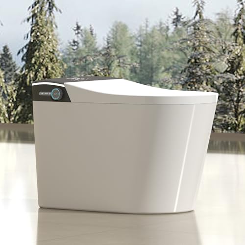 SouNor Smart Toilet con asiento bidé calefactado, auto flush, sensor de pie, modos de limpieza variables, luz nocturna, pantalla LED, acabado blanco brillante miniatura 3