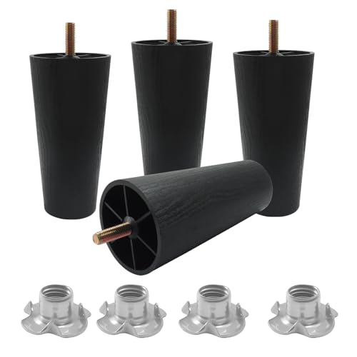 BokWin 4 Pack 5 Inch Plastic Furniture Legs Black
