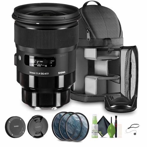Sigma 24mm f/1.4 DG HSM Art Sony E Mount (MFR Part # 401965) Bundle Ideal for Professional Portraits Weddings Indoor/Outdoor Adventure, Wildlife, Travel and Photography use + Accessories