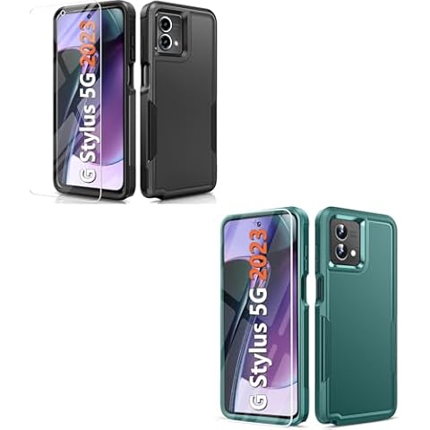 JXVM for Motorola Moto G Stylus 5G-2023 Case: Military Grade Shockproof Rugged Protective Dual Layer Phone Cover (Black+Green) Cover
