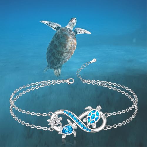 Image of Fenthring Sea Turtle Anklet Bracelets for Women Sterling Silver Ankle