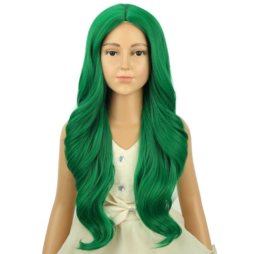Image of Green Wig for Women Long Green Wavy Curly Wig Long Middle Part Wigs Heat Resistant Synthetic Wigs for Daily Party Cosplay Use 22 Inch