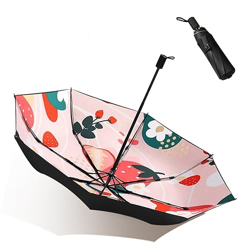 Parapluies pliants au motif fraise mignon pour sac à main féminin