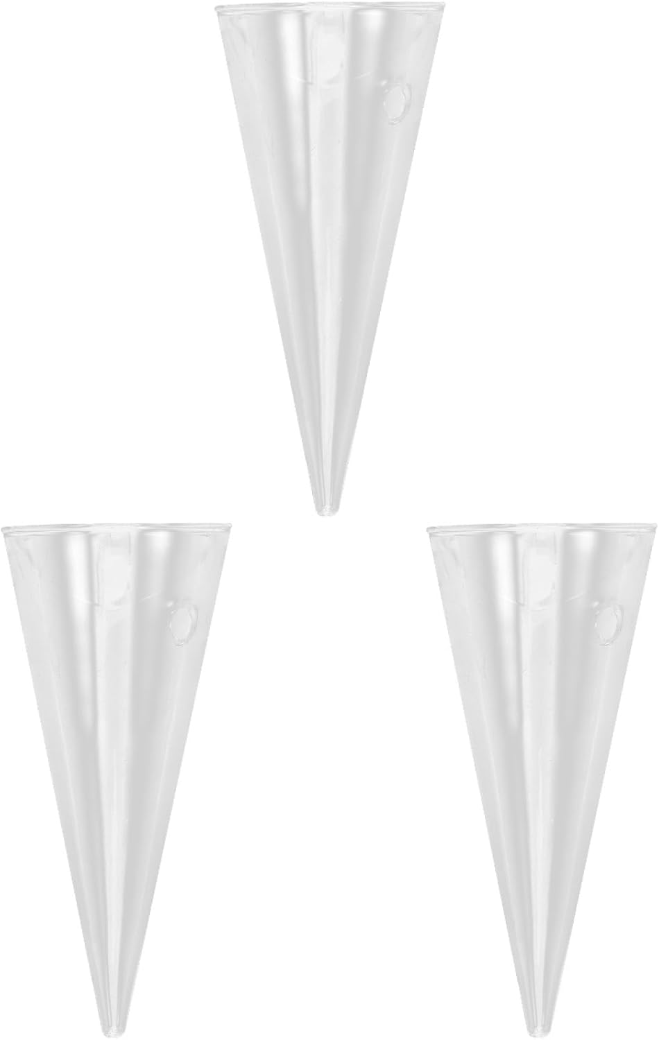 3Pcs Wall Hanging Hydroponic Glass Vase Cone Shape Plant Holder for Home Decoration Space-Saving Planter for Indoor Flowers Modern European Style Wall Adornment