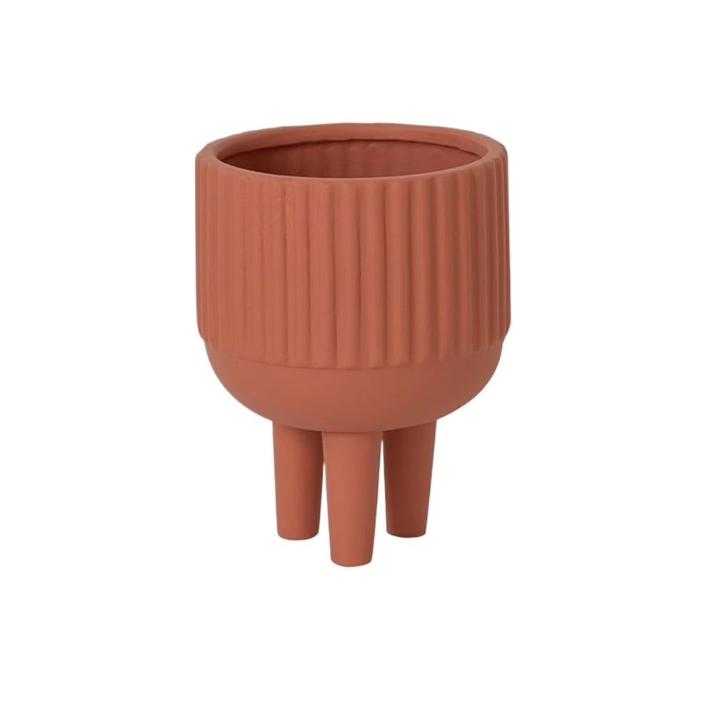 Doniczka Trójnożna doniczka stołowa, z ceramiczną doniczką o fakturze linii, do pokoju balkonowego, ogrodowego pojemnika na rośliny biurowe Doniczka(Orange)