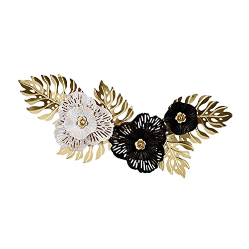Amleso Nordic Style Metal Wall Art, Decorative Art Sculpture Flower Leaves Hanging Artwork For Dining Room Gift Home Decorations Hotel Holidays, Black White #TOP2
