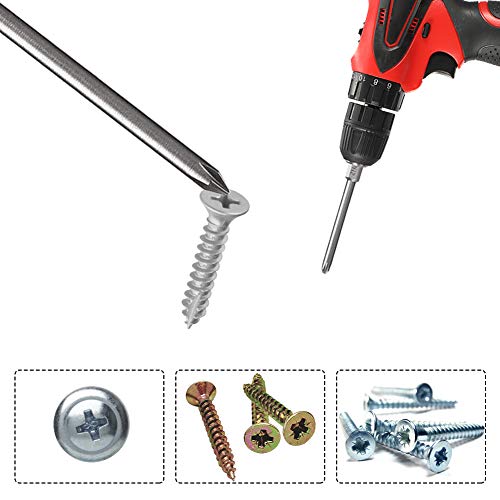 Image of Saiper 8pcs Magnetic Phillips Screwdriver Set Bits 75mm / 3-Inch Length | 1 /4 Inch Hex Shank Cross Head Screw Driver Bit S2 Steel PH0 /PH1 /PH2