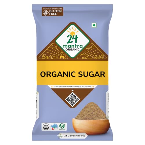 Image of 24 Mantra Organic Sugar 1 Kg | Organically Processed from Freshly Squeezed Sugarcane, 100% Organic & 0% Chemicals | Certified Organic & Naturally Gluten Free
