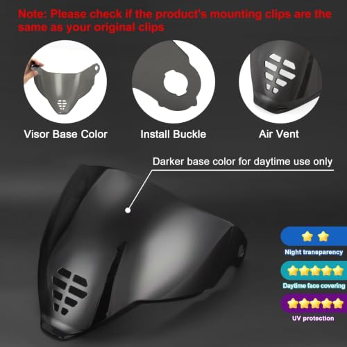 Image of PSLER Shatterproof Helmet Visor for Icon Airflite IC-06,Dark Black