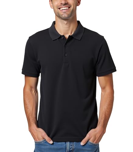 Camiseta polo para hombre de fibra refrigerante que absorbe la humedad, corte regular, casual y para trabajo, manga corta miniatura 1