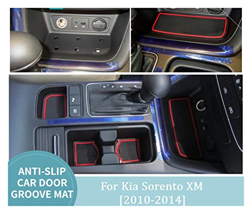 Posavasos para Kia Sorento XM 2010-2014 y alfombrillas de consola central en color rojo 4