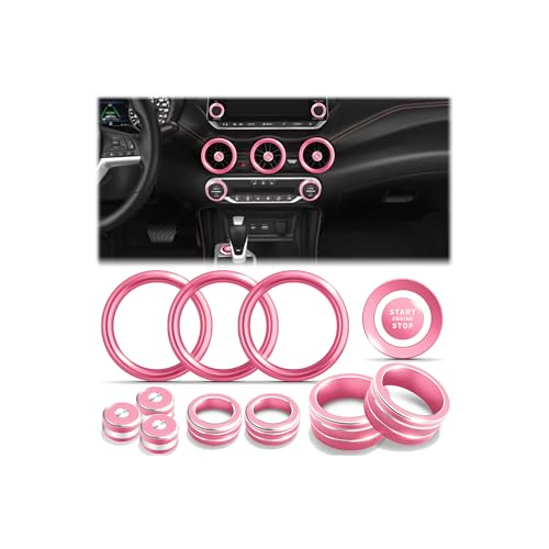 Polodunn for Nissan Sentra Accessories 2020-2025, 12pcs Trim Set - Air Conditioning, Volume Tune Knob Covers, Air Vent Outlet Covers/Rings, Push Start Button Cover/Ring (Pink)