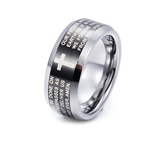 Bague homme tungstène bible et croix le cadeau idéal pour anniversaire et célébration
