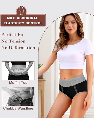 High Waisted Underwear Womens Cotton Soft Breathable Briefs Ladies Panties Multipack (Regular & Plus Size)3
