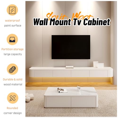 Support d'étagère TV blanc flottant console multimédia murale et meuble de rangement - 2
