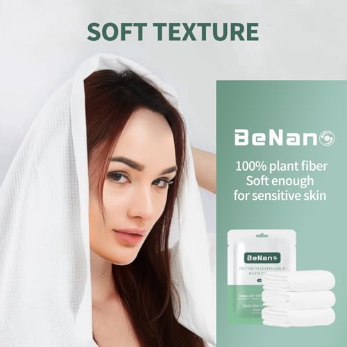 Benano Toalha descartável premium, 100% base biológica USDA 139,7 cm x 69,8 cm, toalha de banho gran
