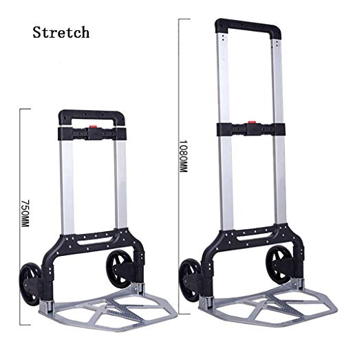 WLKINF Einkaufstrolley, Trolley, Auto, zusammenklappbar, tragbar, Auto, Aluminiumlegierung, Push-Auto, schwerer King-Anhänger, Handhabung von Einkaufswagen (schwarz plus Tasche) – Bild 3