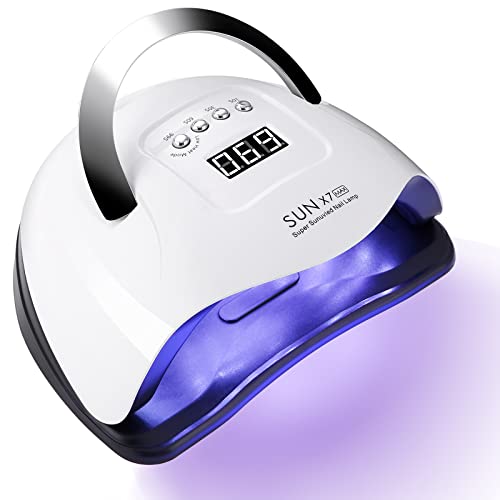 Lampara LED Uñas 220W Secador de Uñas Profesional LED UV Lampara Secadora de Uñas con Accesorios,Sensor Automatico, 4 Temporizadores,Sensor Inteligente,Portátil Manicura/Pedicura Salón de Uñas