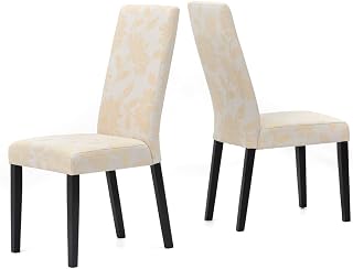 BOX FURNITURE Pack de 2 Sillas Sun Flower Beige, Patas en Madera Maciza Color wengué