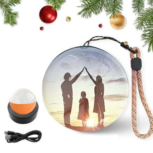 Générique Échographie en Cristal 3D, Boule de Cristal 3D de 7cm avec Son d'affichage électronique, sphère vidéo, sphère de mémoire, Lecteur vidéo numérique personnalisé pour Anniversaire noël,Orange