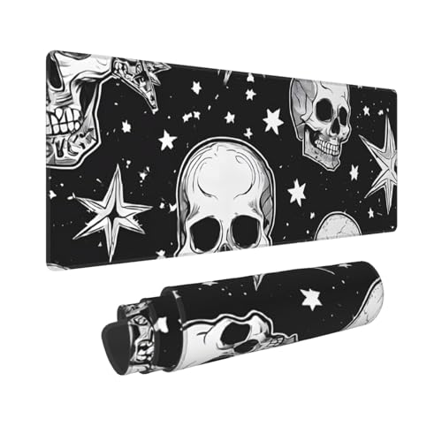 Tapis de souris de jeu crâne punk 80x30cm imperméable et antidérapant pour le bureau