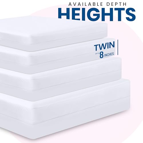Utopia Bedding Premium Waterproof Bed Bug Mattress Cover, Twin Zippered Mattress Protector, 8 Inches Deep, Dust Mite Proof 6-Sided Mattress Encasement for Bed
