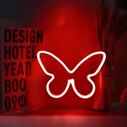 Image of 1 Pcs Butterfly Neon Signs,USB or 3-AA Battery Powered Neon Light or Party, Birthday, Wedding, Bedroom Wall Bar, Bedroom, Indoor