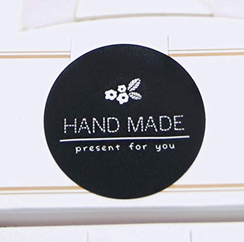 Lot de 5 feuilles de 30 autocollants pour cadeaux de remerciement faits à la main Noir Cover