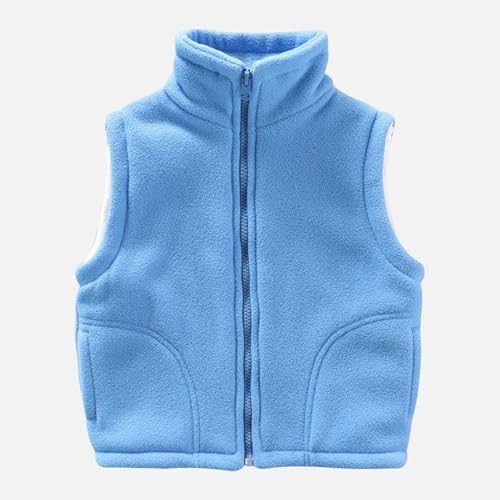 Boys and Girls Fleece Vest Zip Up Mock Neck Sleeveless Jacket | Fuzzy Vests Lightweight Plain Kids Fall Winter Warm Outwear with Pockets - image 8