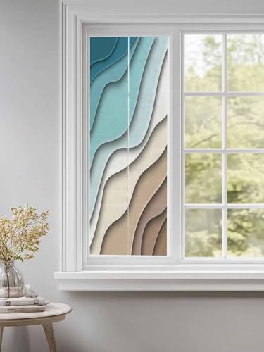 Vinilo decorativo para ventana 17.7"x39" Turquesa marrón miniatura 1