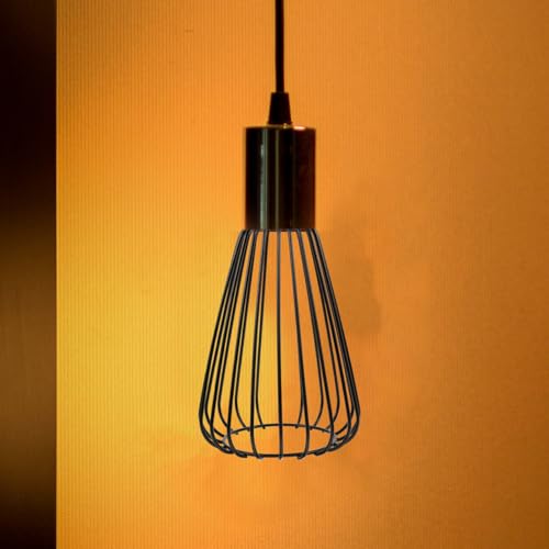 Image of Retro Metal Lampshade 7.09X5.12 Inch Hollow-Out Wire Cage Drop Shape Decorative Mesh Lamp Shade for Pendant Ceiling Light and Wall Fixture