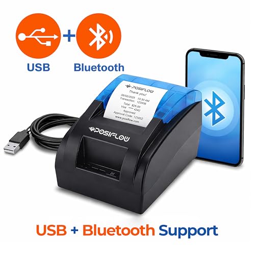Image of 58mm Thermal Receipt Printer KP206 | USB+ BT | Fast Billing Printer for Restaurant, Retail, POS, Kiosks (PSFKP206-(U+BT) 58 mm)
