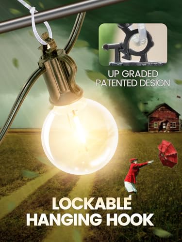 50FT LED Outdoor Patio String Lights with Remote - Dimmable, Waterproof G40 Globe Bulbs for Christmas and Outdoor Decor - SOLROS