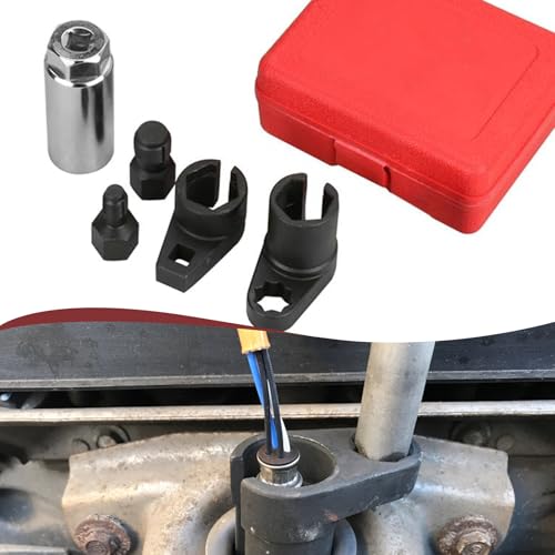 Lonuxi O2 Sensor Socket, Oxygen Sensor Socket Set Wrench Remover Tool and Thread Chaser Set, Automotive Tool O2 Sensor Socket Set for Removing and Install Oxygen Sensors, Car Accessories