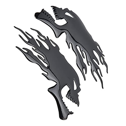 Stickers Casque Moto, Lot De 2 Autocollants Universels Pour Réservoir De Gaz, Motif Tête De Mort De Flamme, 150 X 65 Mm 3d Étanches Pour Décorations (B...