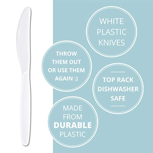 Plasticpro Disposable White Plastic Knives Heavyweight Utensils Pack Of 100 Count #TOP4