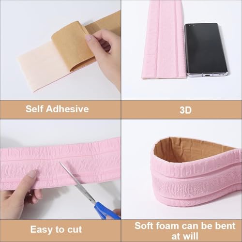Image of GORGECFAFT 2.3mx79mm Pink Crown Molding Peel and Stick 3D Wall Edging Foam Flexible Wallpaper Border Mirror Edging Frame Lines Wall Base Ceiling Baseboard for Home Furniture DIY Decor