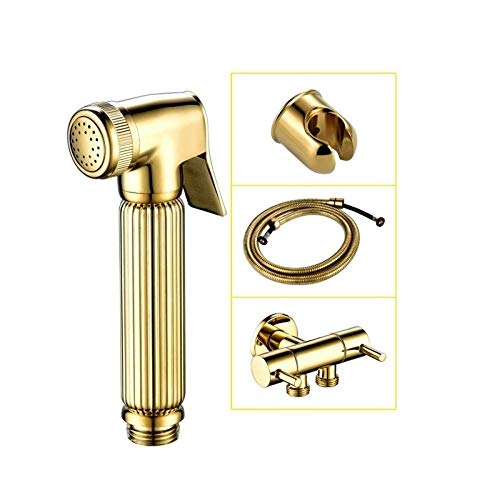 JIYTG Kit de rociador de bidé dorado para inodoro con pistola pulverizadora portátil para ducha