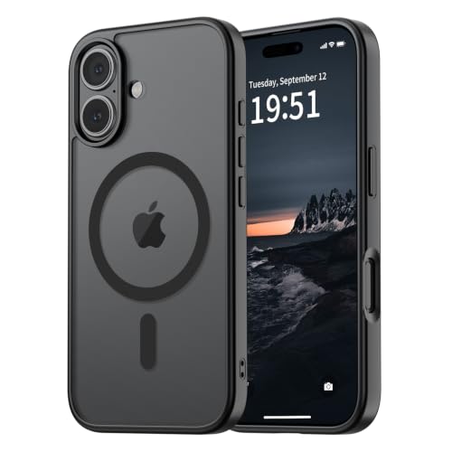 Coque iPhone 16 magnétique mate vnnink noire protection anti-chocs