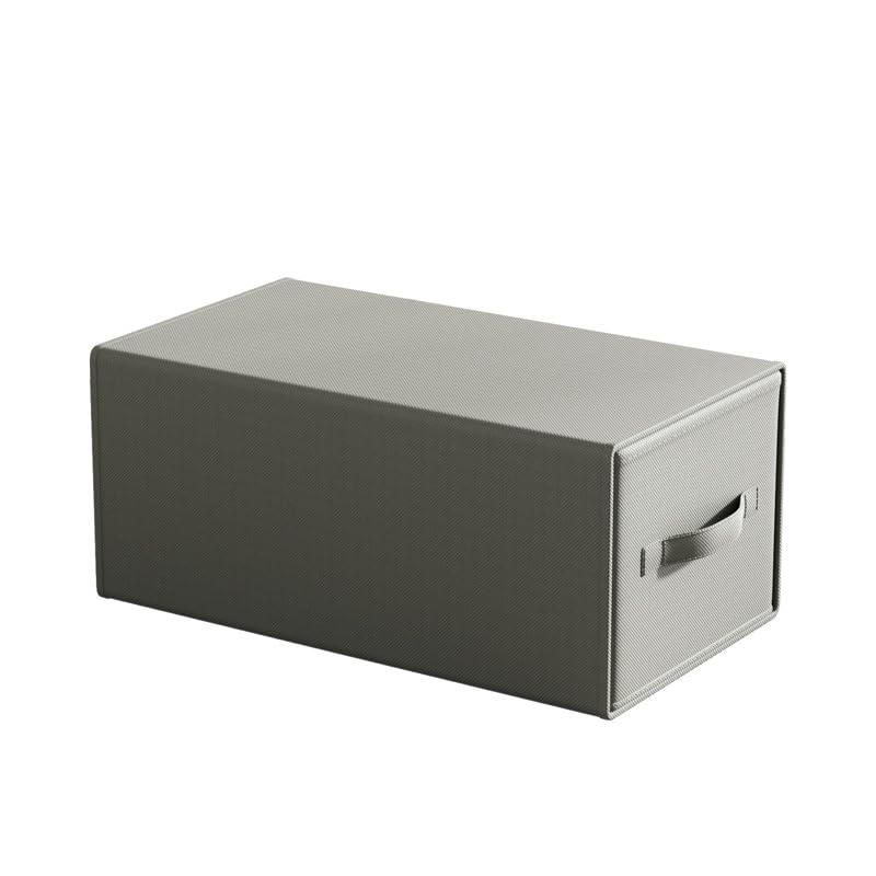 Scatola portaoggetti pieghevole con manico, in tessuto non tessuto, grigio, impilabile, organizer per armadio (47 x 30 x 25 cm)
